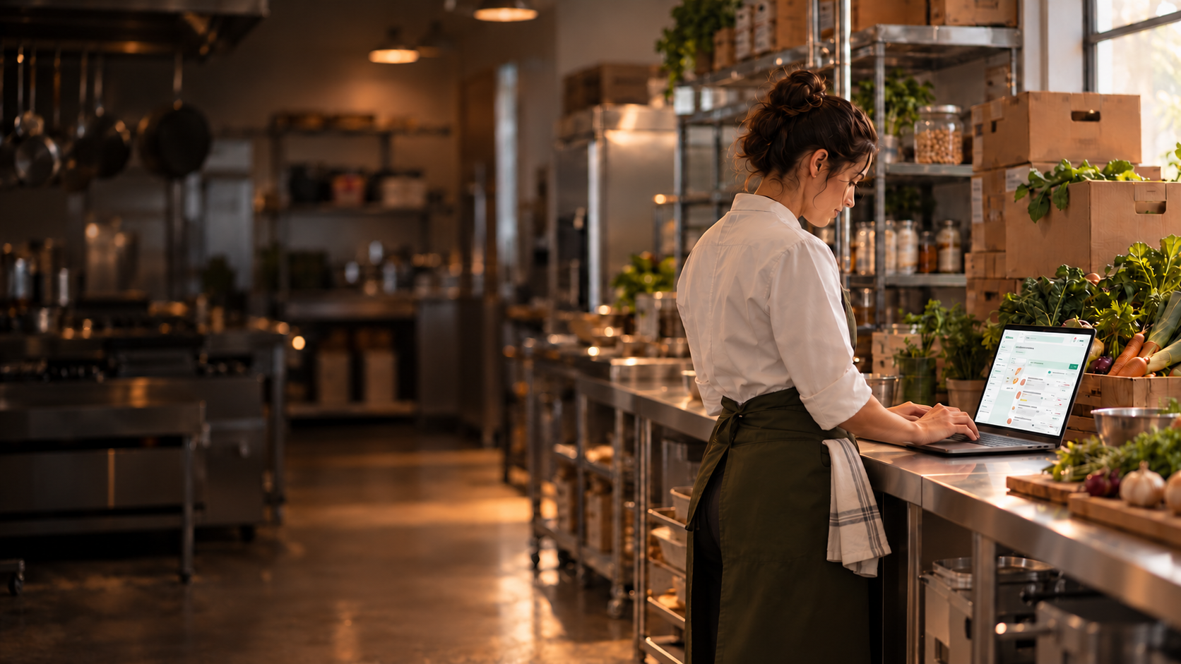 Zamawianie produktów w simplyRest na laptopie w restauracji